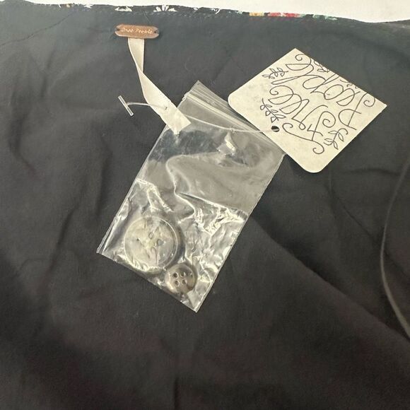 Free People Wonderland Printed A-Line Mini Dress Black Floral sz Small New - Picture 8 of 11